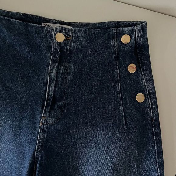 Zara Cropped Z1975 Wide Leg Buttoned - Picture 5 of 10